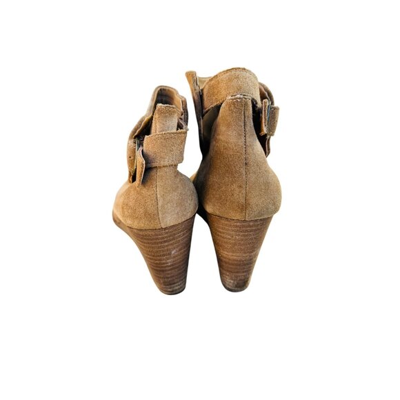 Lucky Brand ‘Yasine’ Suede Wedge Slip On Buckle Ankle Bootie Tan/Camel 10 Boho - Picture 12 of 13